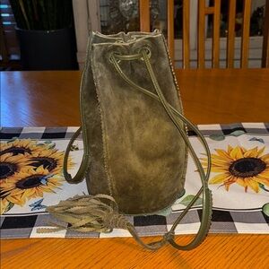 Bottega Veneta Green Backpack with Suede Texture